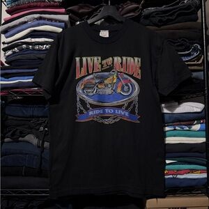 Live to Ride Black Graphic T-Shirt